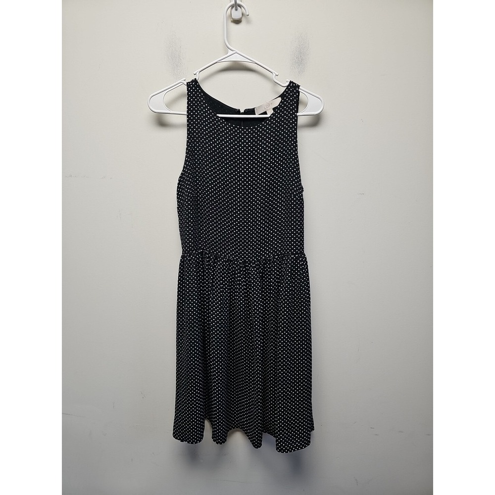 Ann Taylor Loft Womens‎ Sz 4 Black White Polka Dot Sleeveless Dress Lined